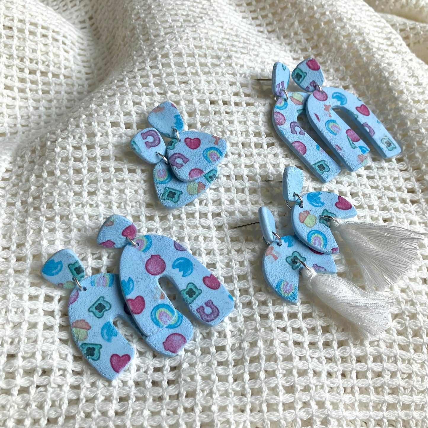 Blue St. Patrick’s Day Marshmallow Charm Earrings