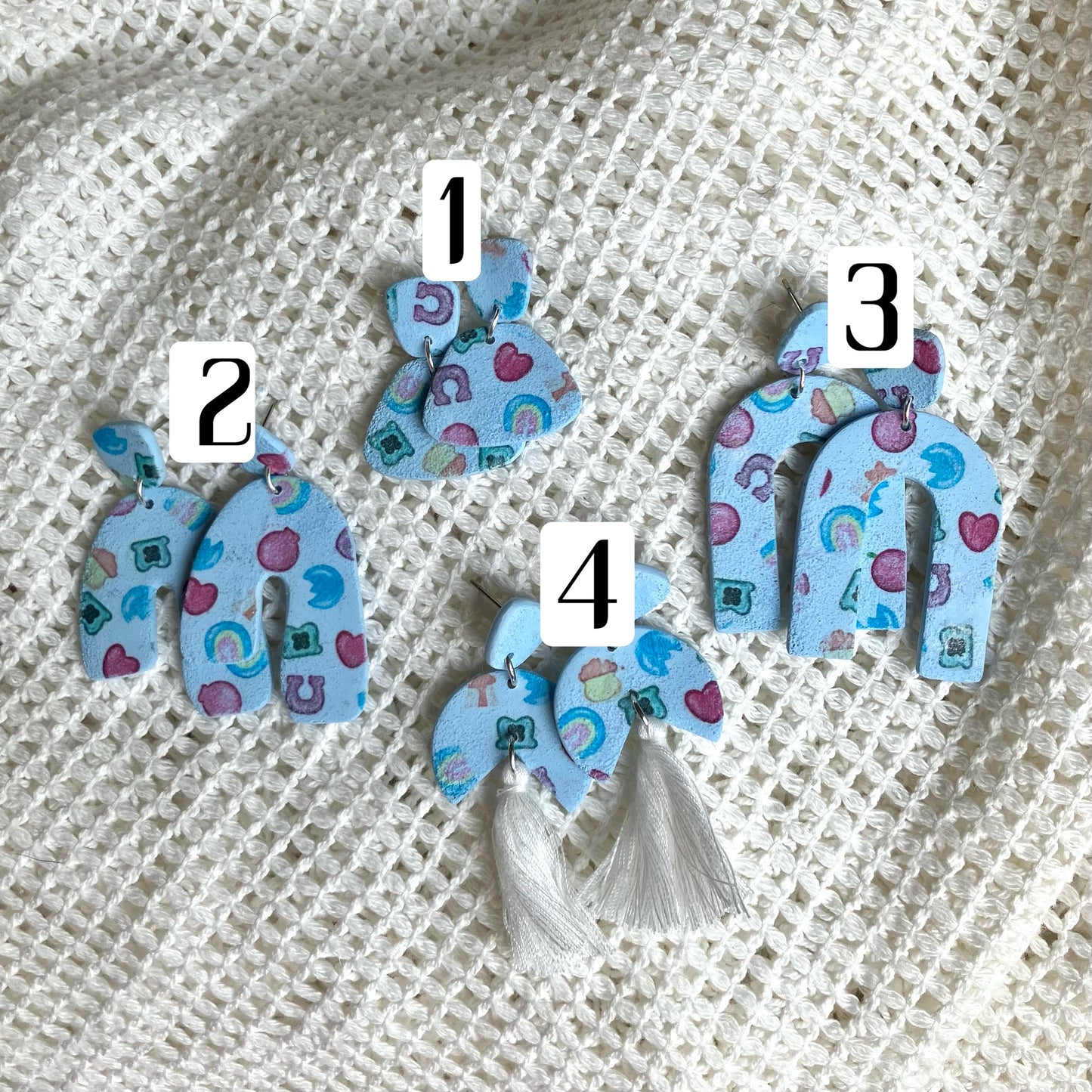 Blue St. Patrick’s Day Marshmallow Charm Earrings