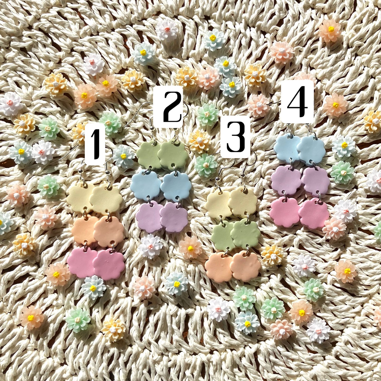 Pastel Flower Spring Dangle Earrings