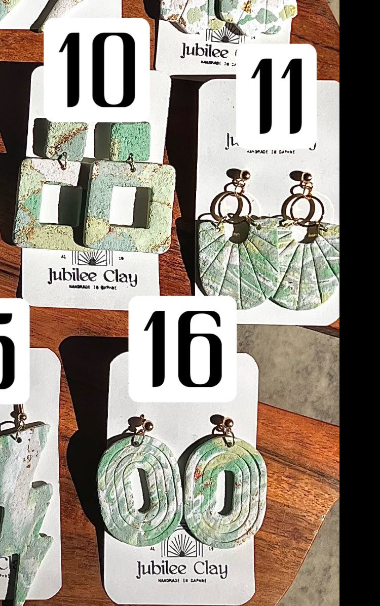 Sage White & Gold Spring Earrings