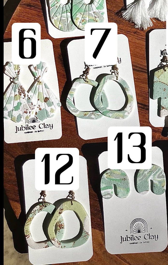 Sage White & Gold Spring Earrings