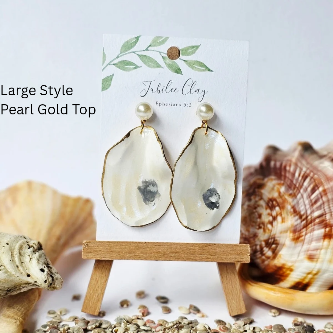 Hand Sculped Oyster Earrings