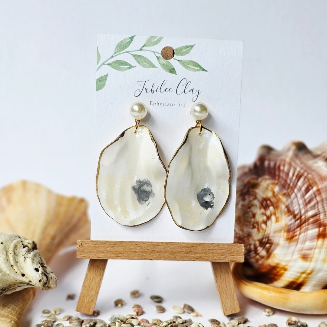 Hand Sculped Oyster Earrings