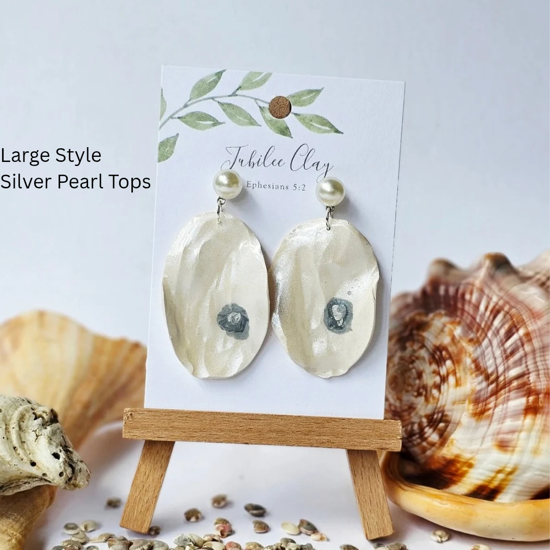 Hand Sculped Oyster Earrings